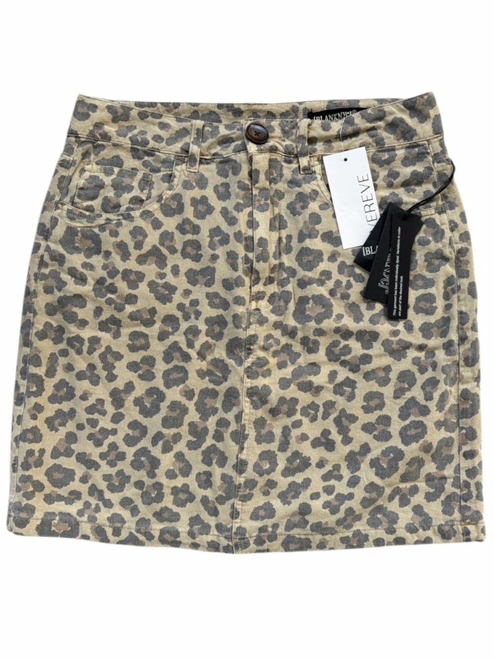 NWT Blank NYC Linen Blend Skirt Leopard Size 27 Retail $98.00